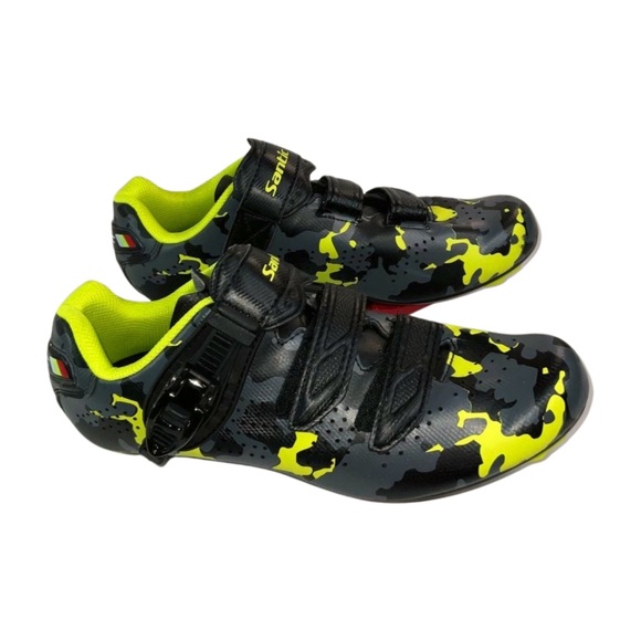 Santic Gray & Green Camo Bike Cycling Road Cleats Men's Size 9 / 43 - Picture 1 of 6